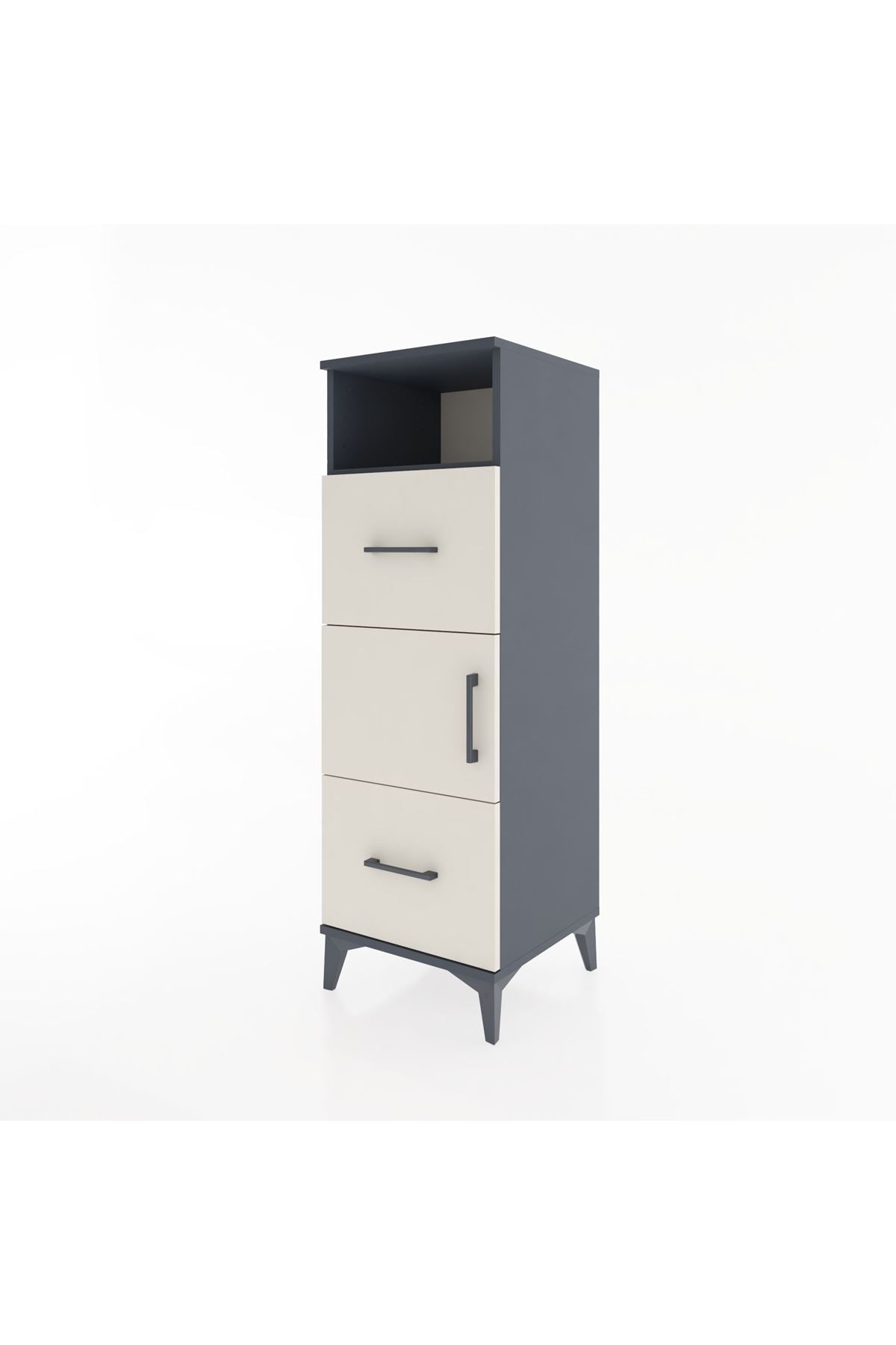 Hyperion Dolap 2 Raflı 2 Çekmeceli Tek Kapaklı 44x44x134 Antrasit-Aytaşı