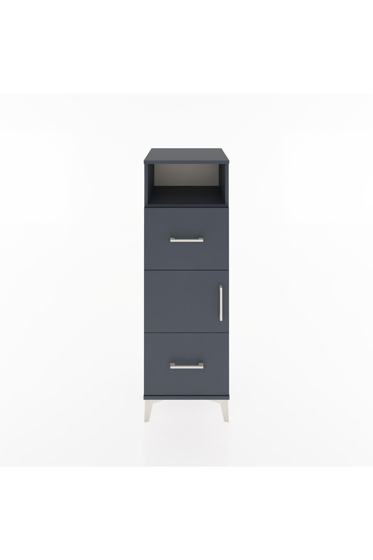 Hyperion Dolap 2 Raflı 2 Çekmeceli Tek Kapaklı 44x44x134 Antrasit-Antrasit