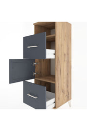 Hyperion Dolap 2 Raflı 2 Çekmeceli Tek Kapaklı 44x44x134 Çam-Antrasit