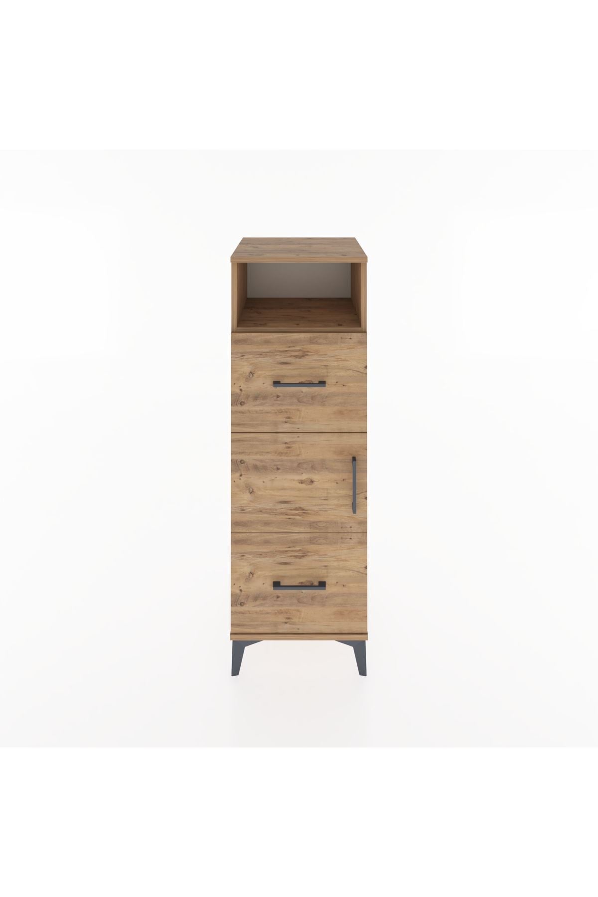 Hyperion Dolap 2 Raflı 2 Çekmeceli Tek Kapaklı 44x44x134 Çam-Çam