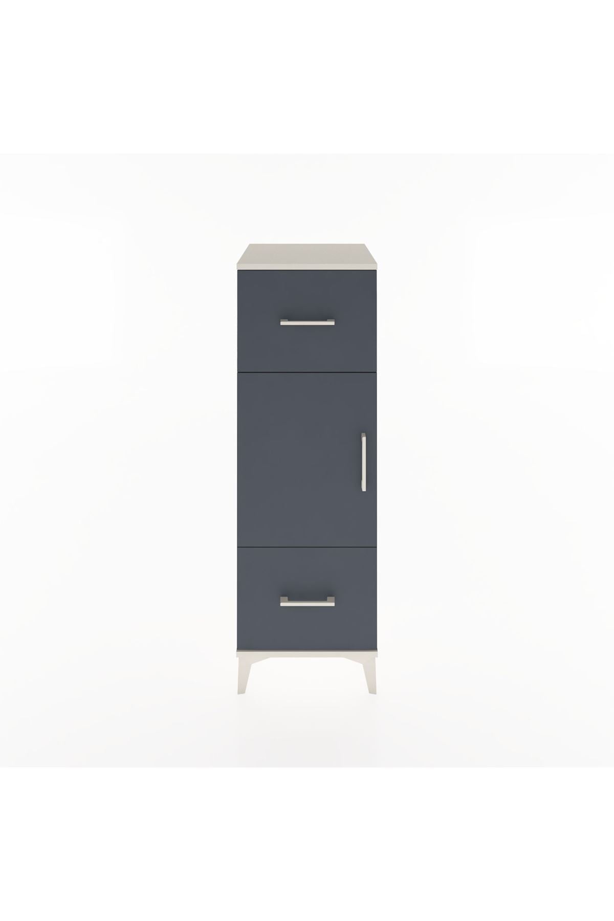 Hyperion Dolap 2 Raflı 2 Çekmeceli Tek Kapaklı 44x44x134 Aytaşı-Antrasit