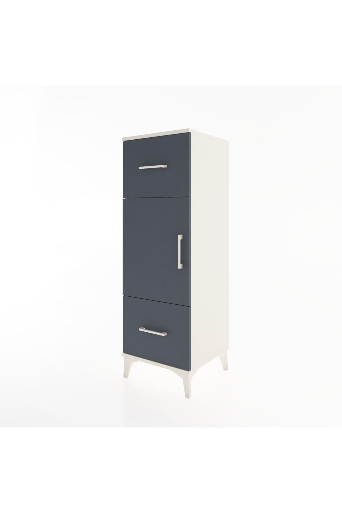 Hyperion Dolap 2 Raflı 2 Çekmeceli Tek Kapaklı 44x44x134 Aytaşı-Antrasit