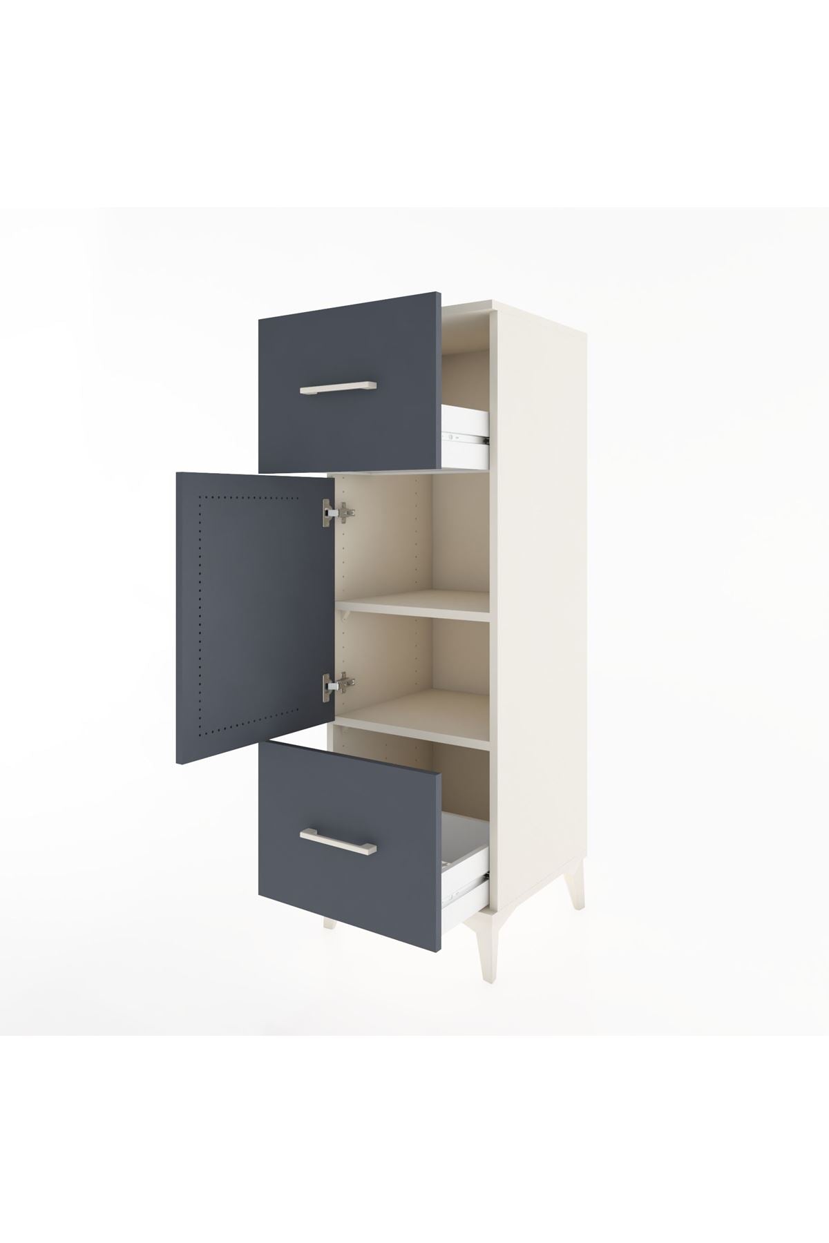 Hyperion Dolap 2 Raflı 2 Çekmeceli Tek Kapaklı 44x44x134 Aytaşı-Antrasit