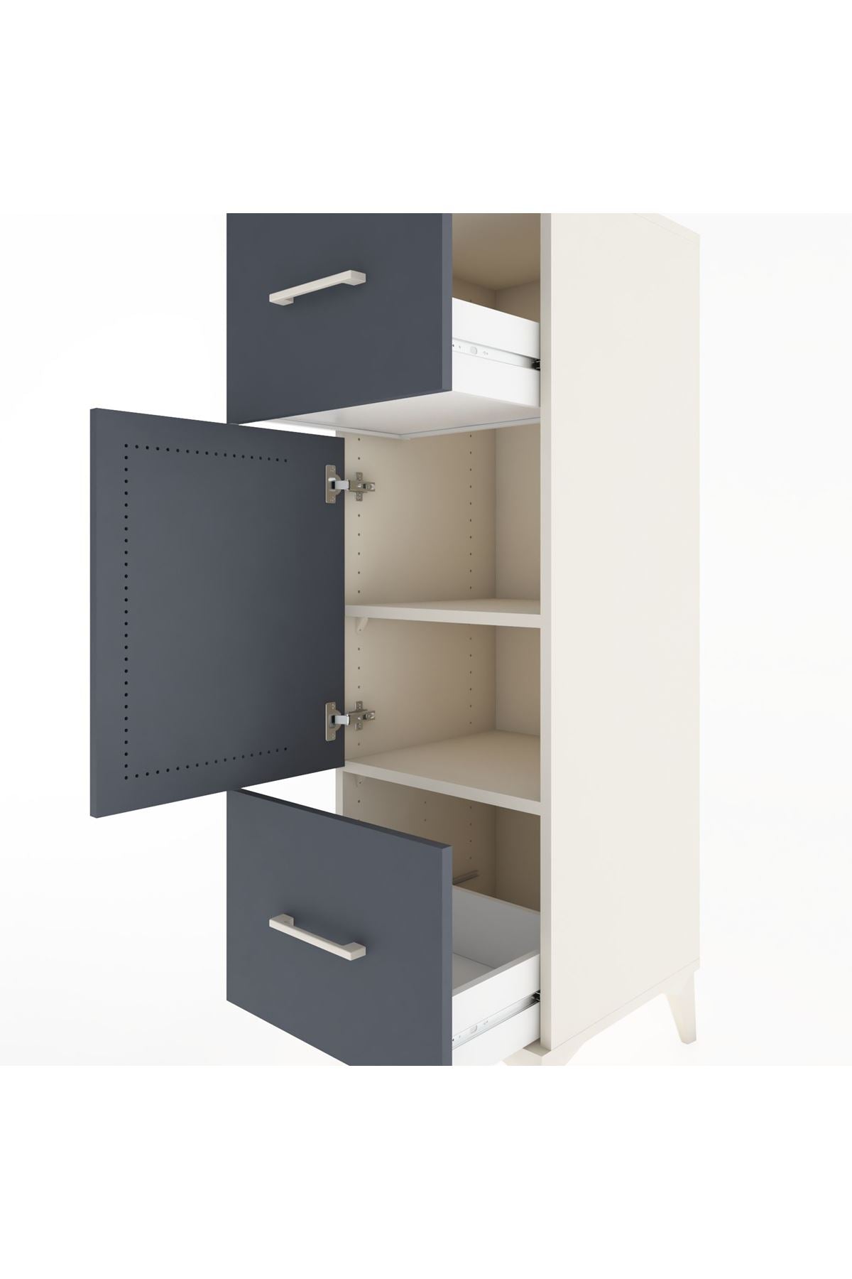 Hyperion Dolap 2 Raflı 2 Çekmeceli Tek Kapaklı 44x44x134 Aytaşı-Antrasit