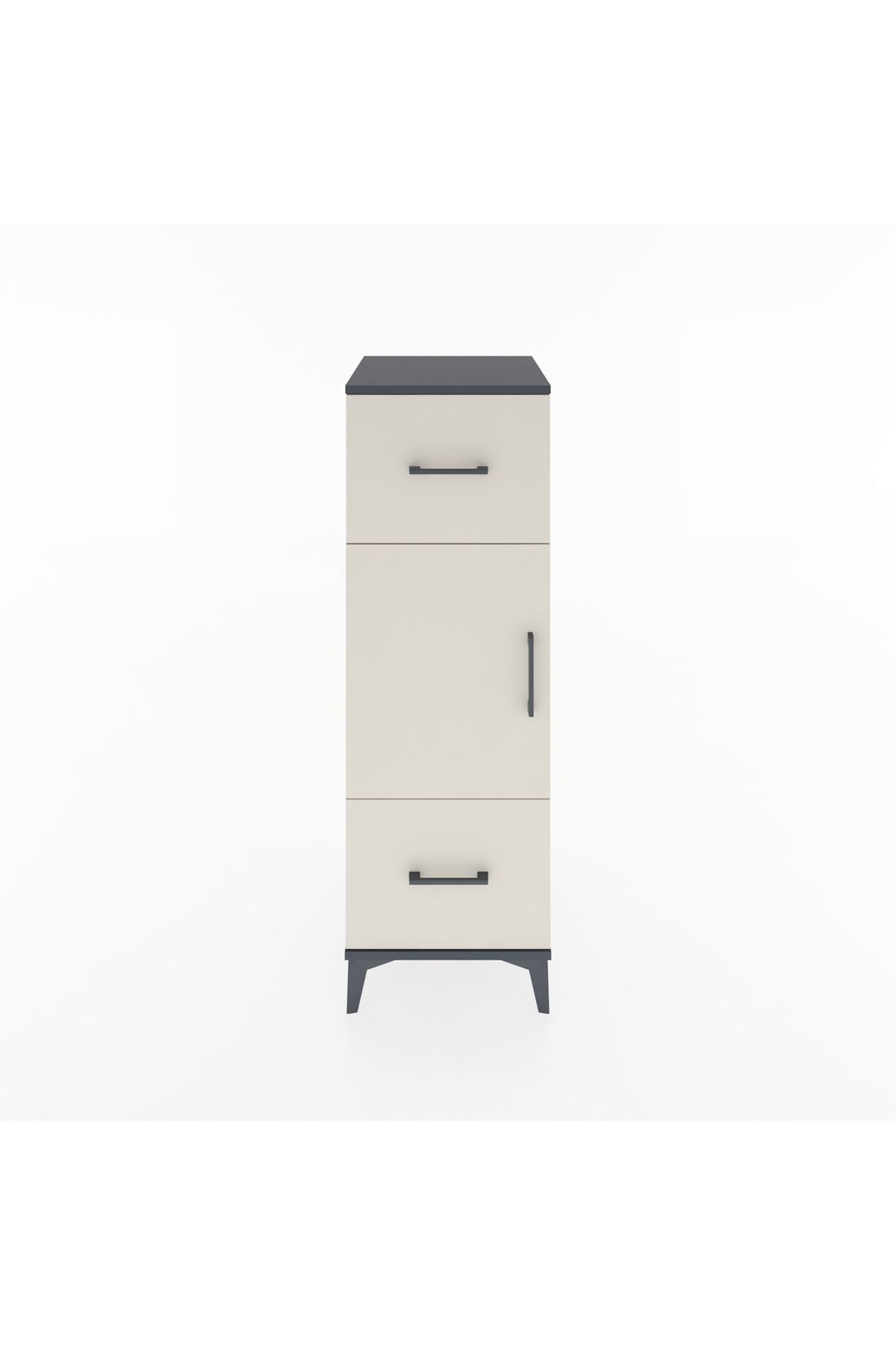 Hyperion Dolap 2 Raflı 2 Çekmeceli Tek Kapaklı 44x44x134 Antrasit-Aytaşı