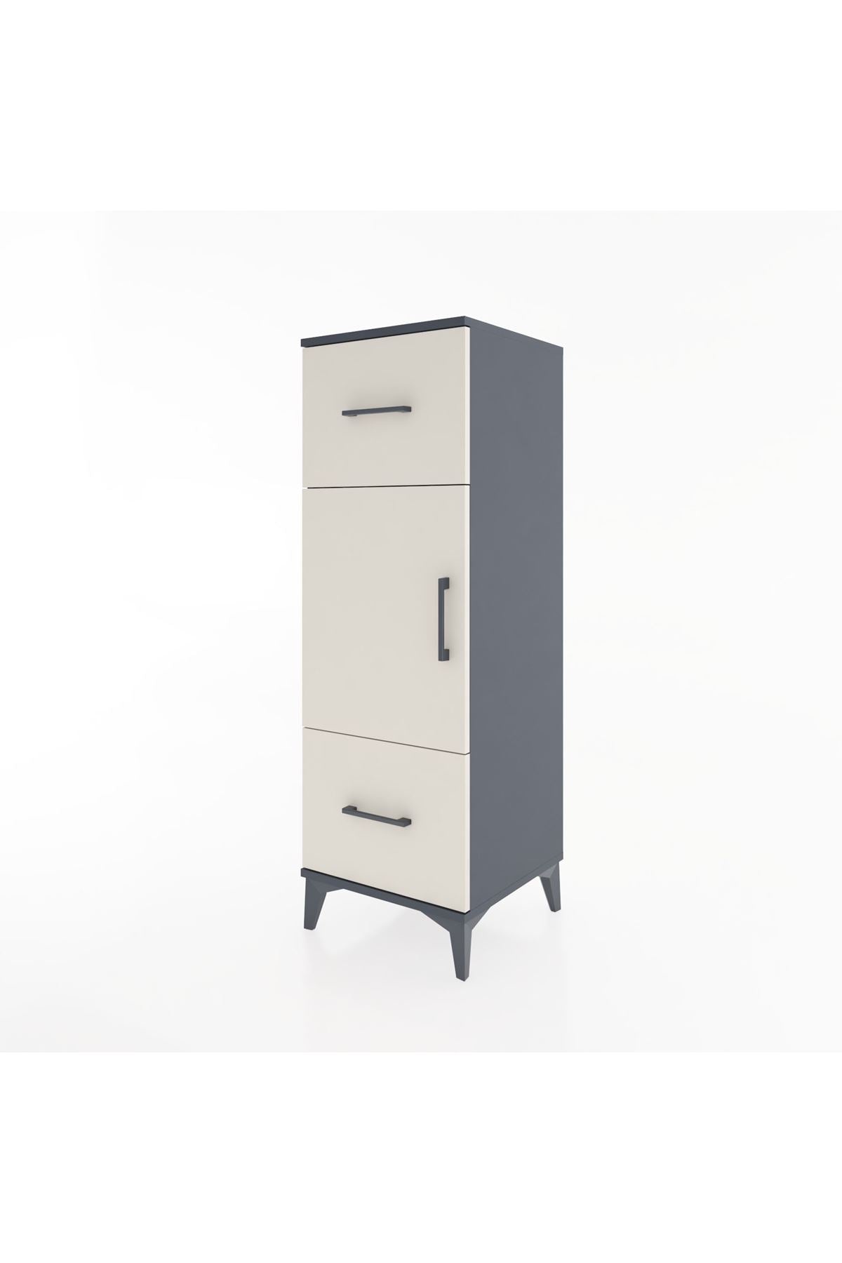 Hyperion Dolap 2 Raflı 2 Çekmeceli Tek Kapaklı 44x44x134 Antrasit-Aytaşı