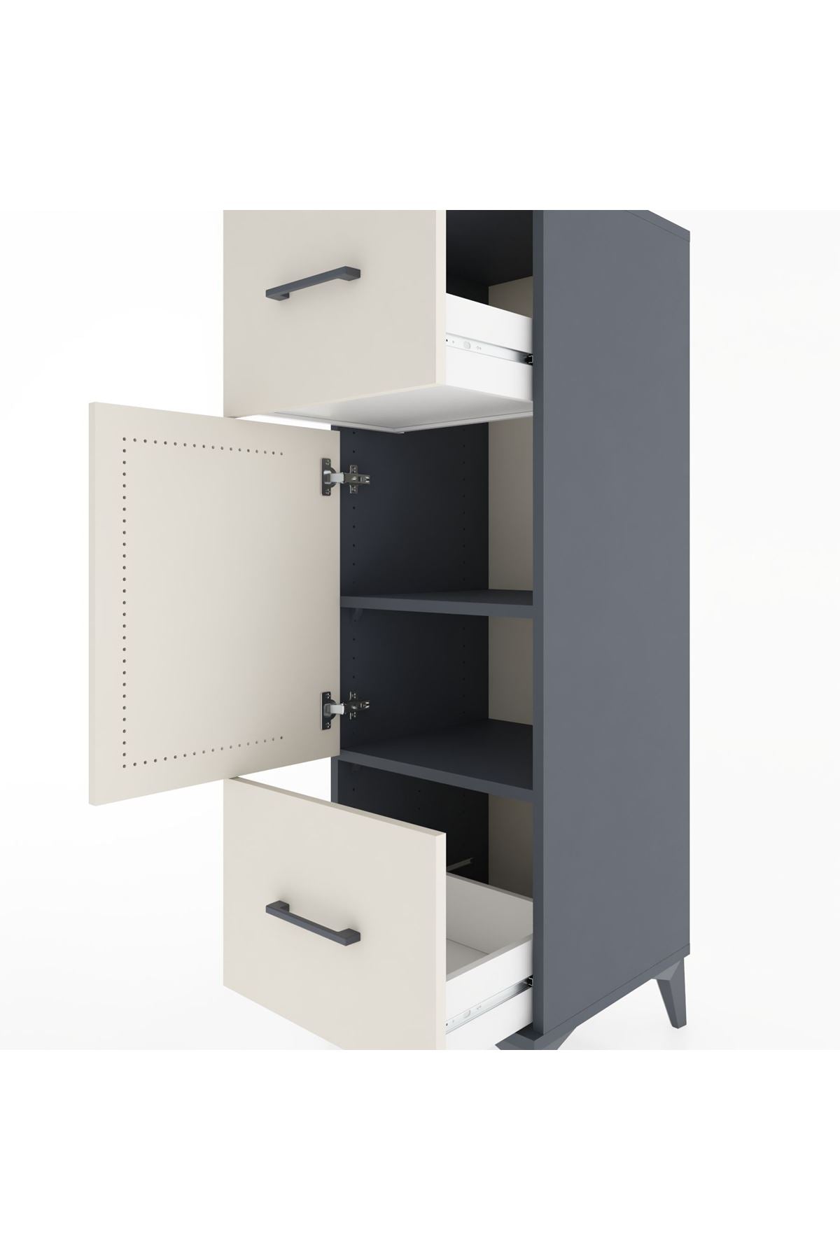 Hyperion Dolap 2 Raflı 2 Çekmeceli Tek Kapaklı 44x44x134 Antrasit-Aytaşı