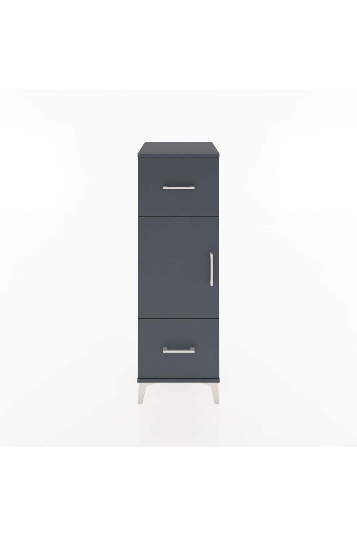 Hyperion Dolap 2 Raflı 2 Çekmeceli Tek Kapaklı 44x44x134 Antrasit-Antrasit