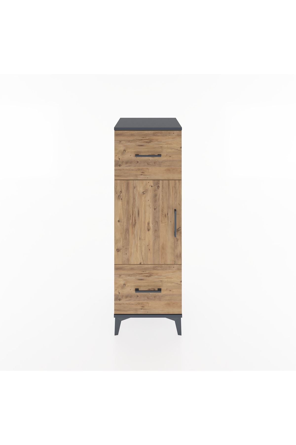 Hyperion Dolap 2 Raflı 2 Çekmeceli Tek Kapaklı 44x44x134 Antrasit-Çam