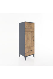 Hyperion Dolap 2 Raflı 2 Çekmeceli Tek Kapaklı 44x44x134 Antrasit-Çam