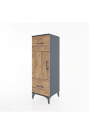 Hyperion Dolap 2 Raflı 2 Çekmeceli Tek Kapaklı 44x44x134 Antrasit-Çam