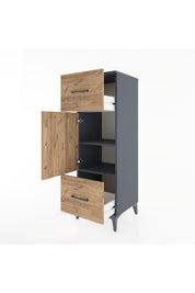 Hyperion Dolap 2 Raflı 2 Çekmeceli Tek Kapaklı 44x44x134 Antrasit-Çam