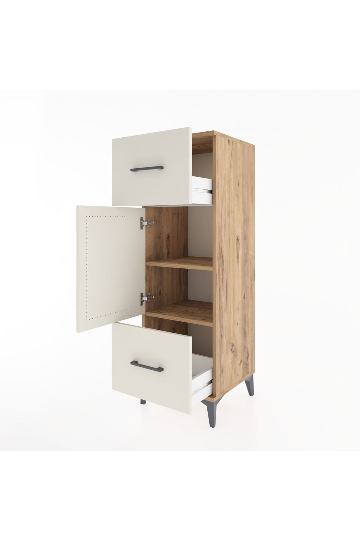 Hyperion Dolap 2 Raflı 2 Çekmeceli Tek Kapaklı 44x44x134 Çam-Aytaşı