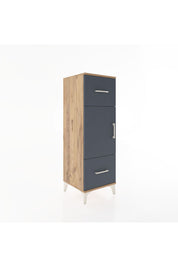 Hyperion Dolap 2 Raflı 2 Çekmeceli Tek Kapaklı 44x44x134 Çam-Antrasit