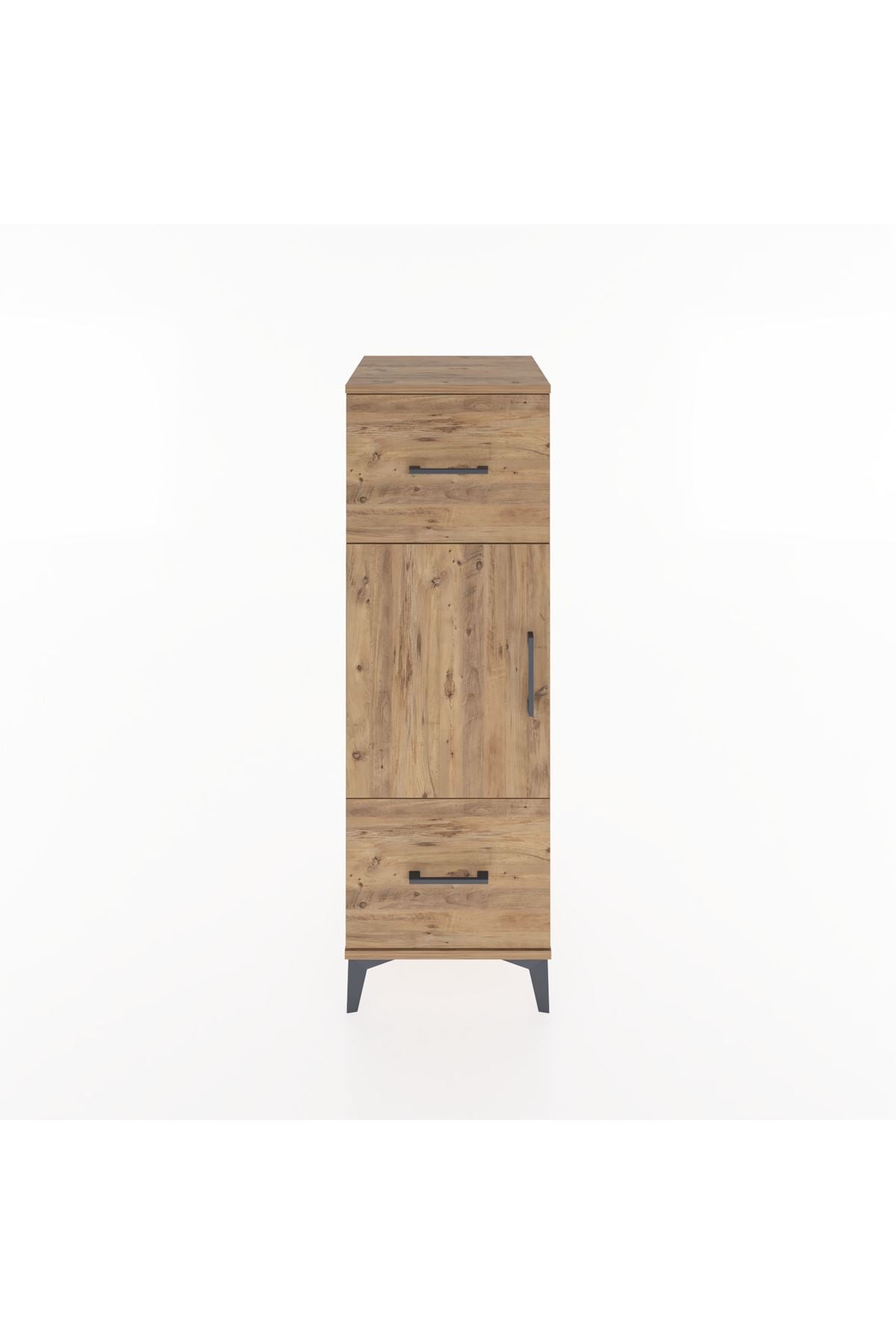 Hyperion Dolap 2 Raflı 2 Çekmeceli Tek Kapaklı 44x44x134 Çam-Çam