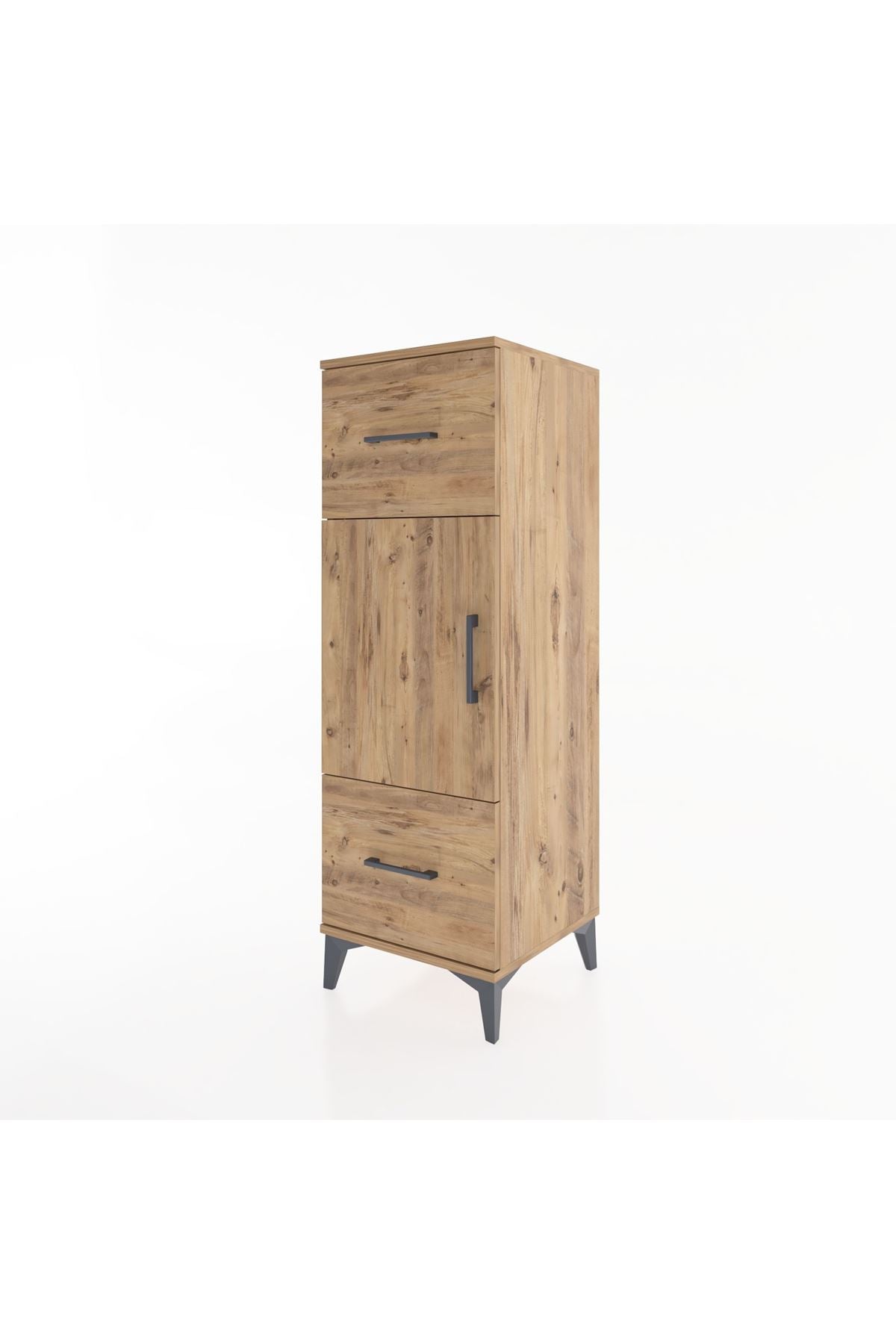 Hyperion Dolap 2 Raflı 2 Çekmeceli Tek Kapaklı 44x44x134 Çam-Çam