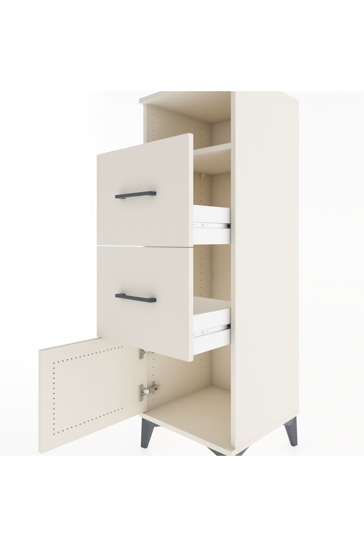 Hyperion Dolap Tek Raflı 2 Çekmeceli Tek Kapaklı 44x44x134 - S49M004V1B