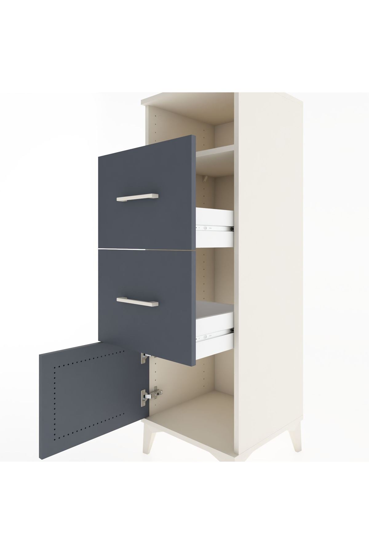 Hyperion Dolap Tek Raflı 2 Çekmeceli Tek Kapaklı 44x44x134 - S49M004V2B