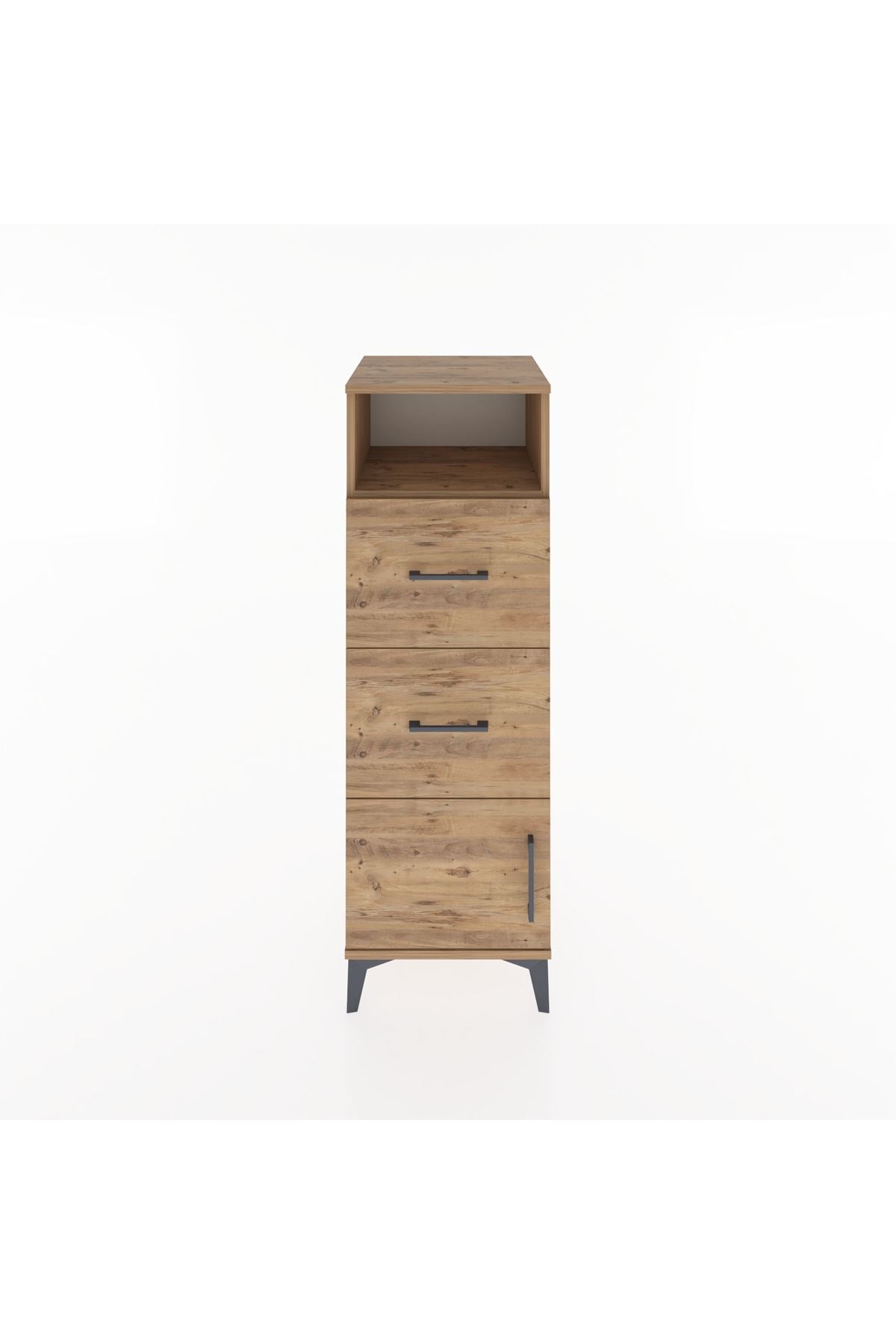 Hyperion Dolap Tek Raflı 2 Çekmeceli Tek Kapaklı 44x44x134 Çam-Çam