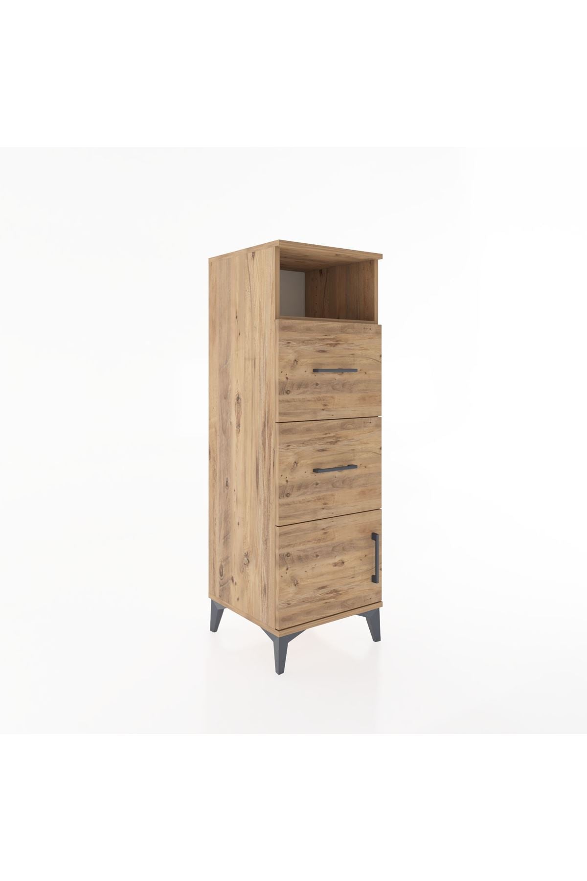 Hyperion Dolap Tek Raflı 2 Çekmeceli Tek Kapaklı 44x44x134 Çam-Çam