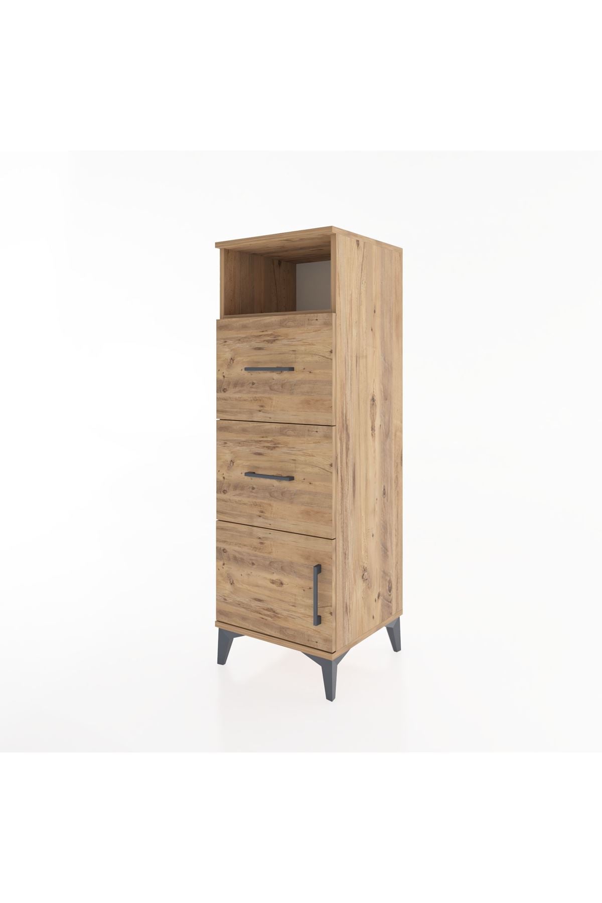 Hyperion Dolap Tek Raflı 2 Çekmeceli Tek Kapaklı 44x44x134 Çam-Çam