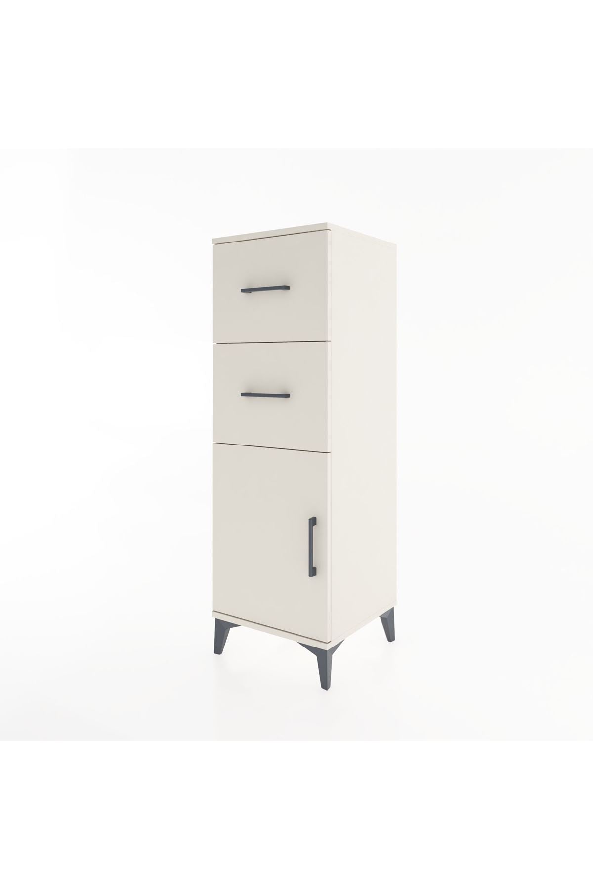 Hyperion Dolap Tek Raflı 2 Çekmeceli Tek Kapaklı 44x44x134 - S49M005V1B
