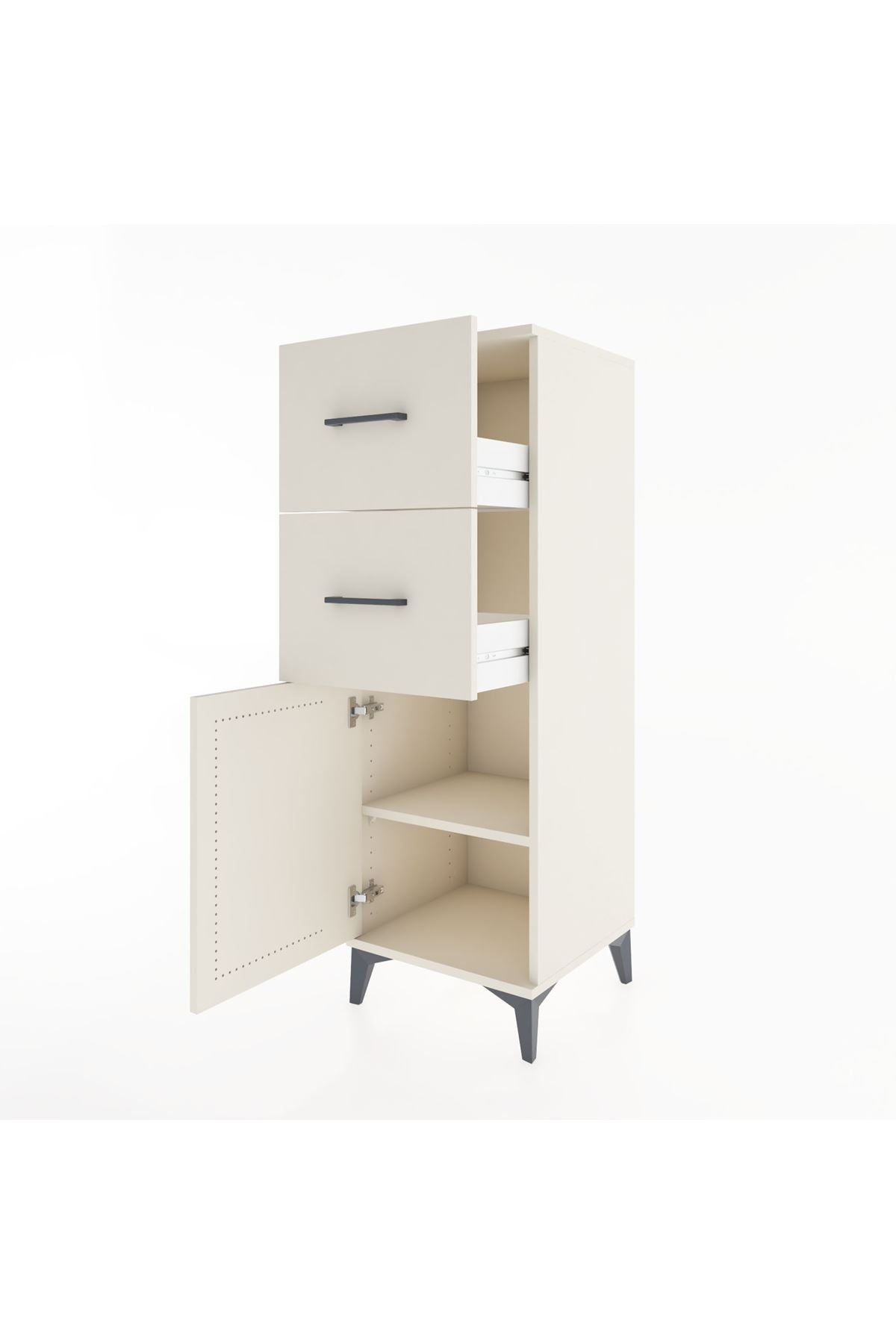 Hyperion Dolap Tek Raflı 2 Çekmeceli Tek Kapaklı 44x44x134 - S49M005V1B