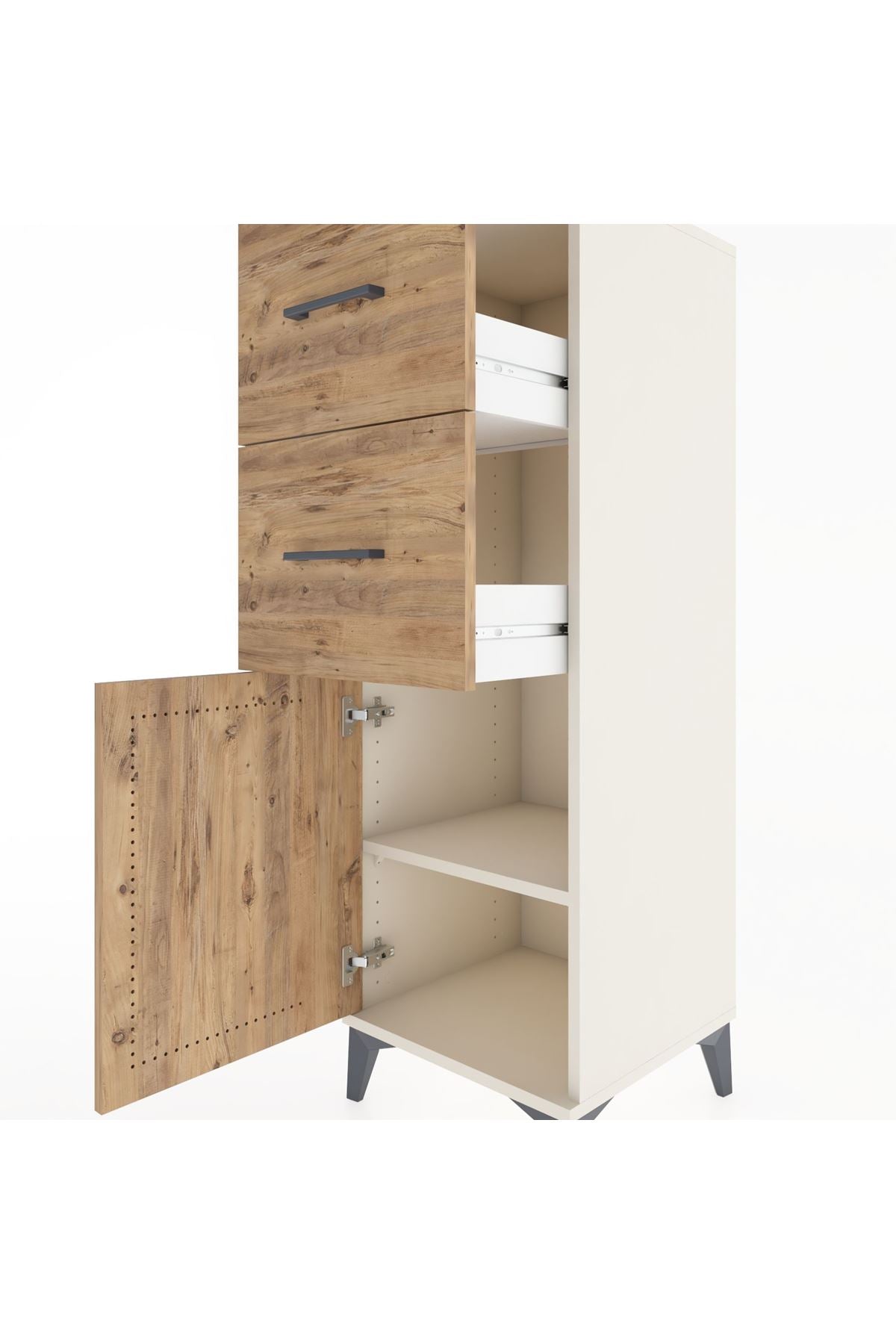 Hyperion Dolap Tek Raflı 2 Çekmeceli Tek Kapaklı 44x44x134 Aytaşı-Çam