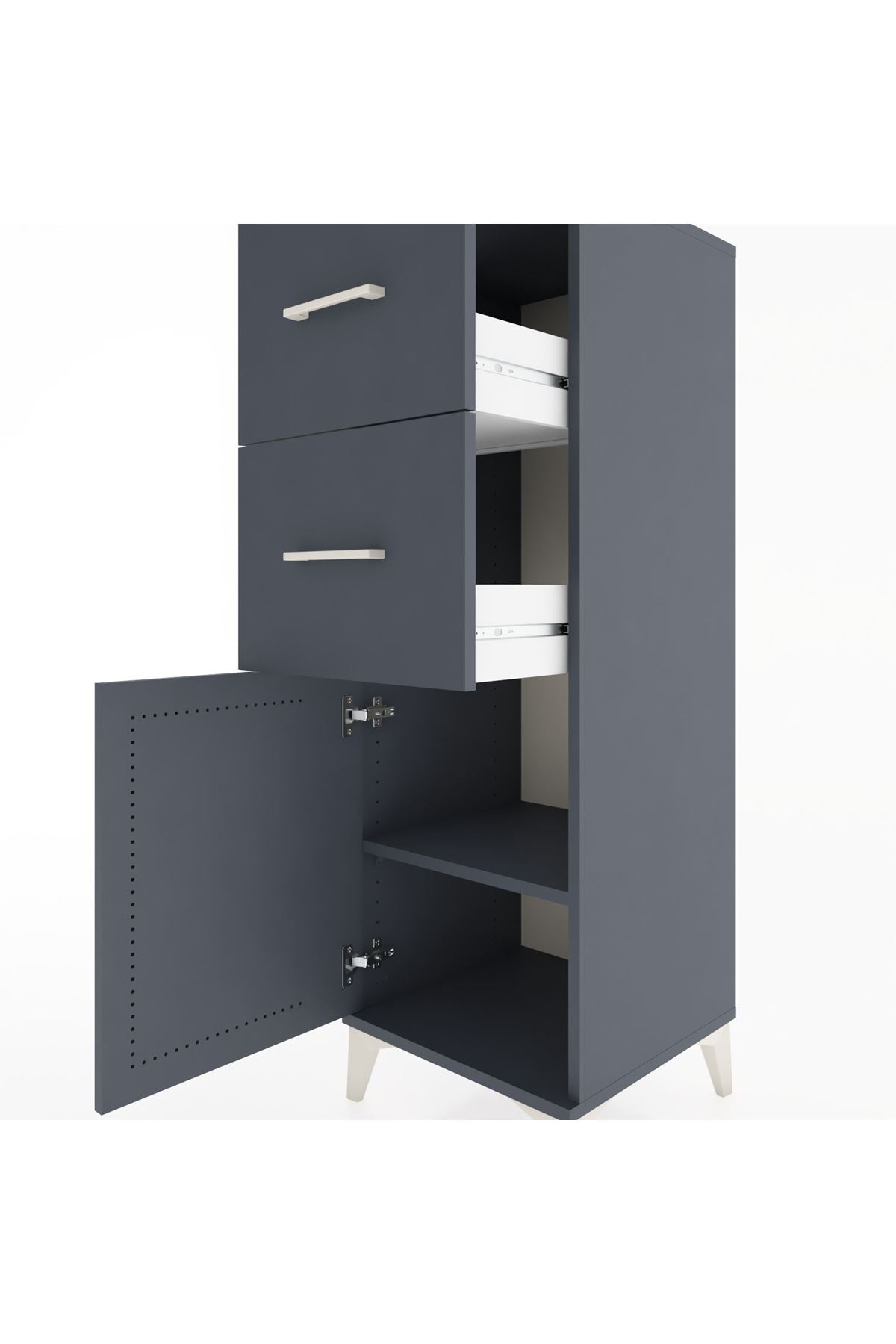Hyperion Dolap Tek Raflı 2 Çekmeceli Tek Kapaklı 44x44x134 - S49M005V5B