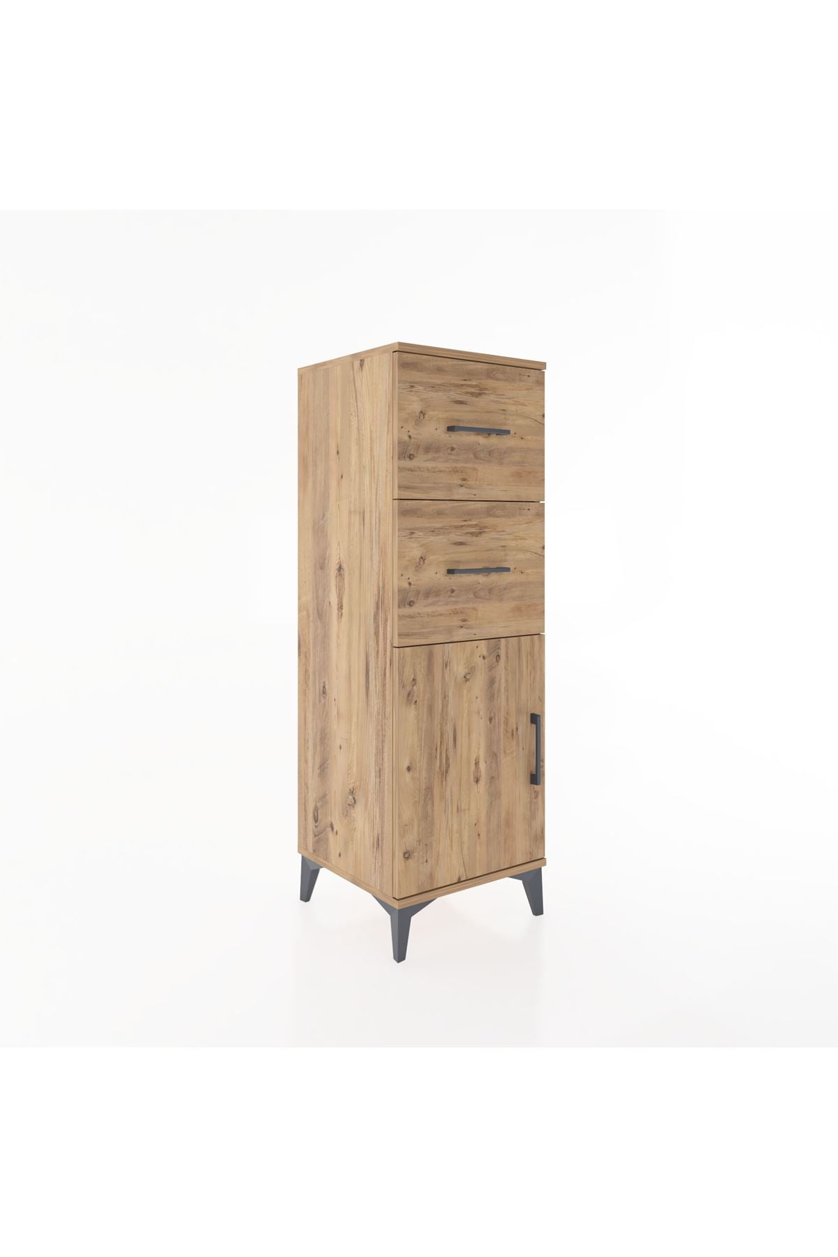 Hyperion Dolap Tek Raflı 2 Çekmeceli Tek Kapaklı 44x44x134 Çam-Çam