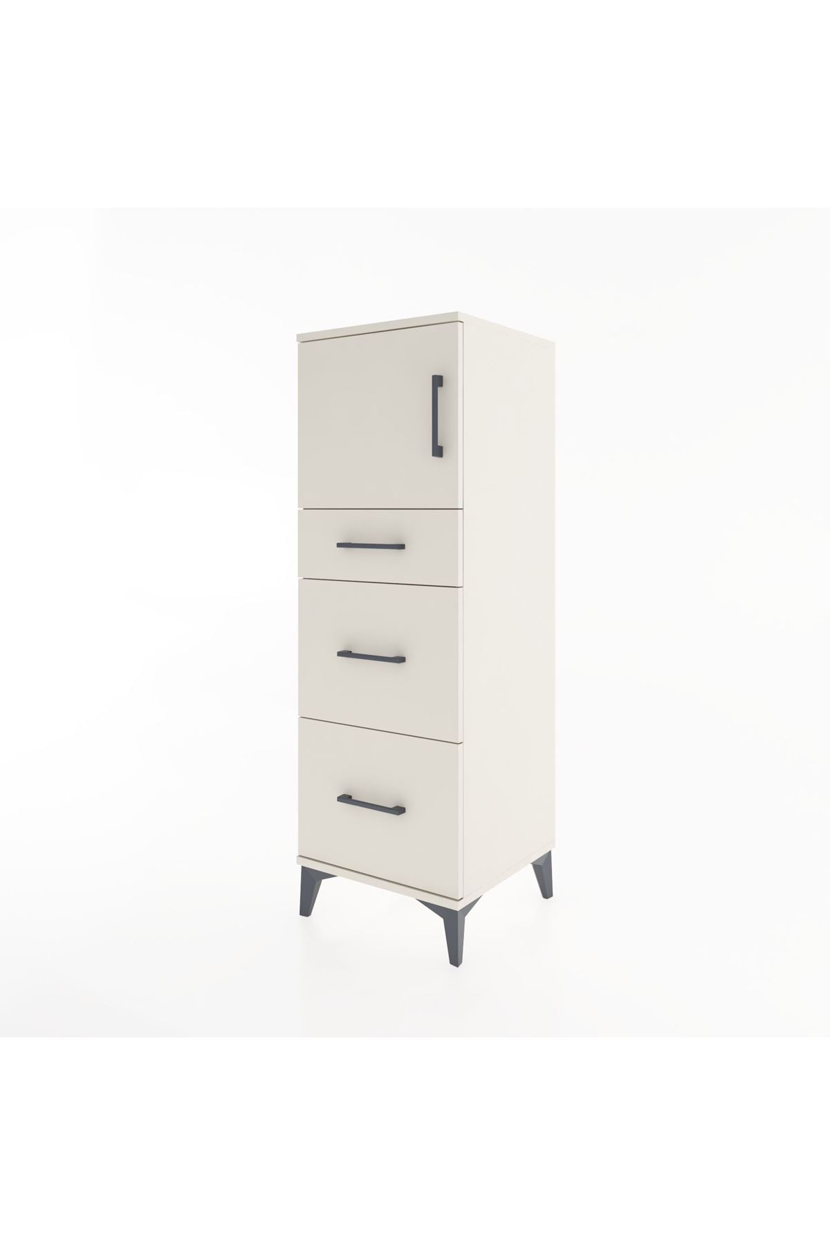 Hyperion Dolap Tek Raflı 3 Çekmeceli Tek Kapaklı 44x44x134 Aytaşı-Aytaşı