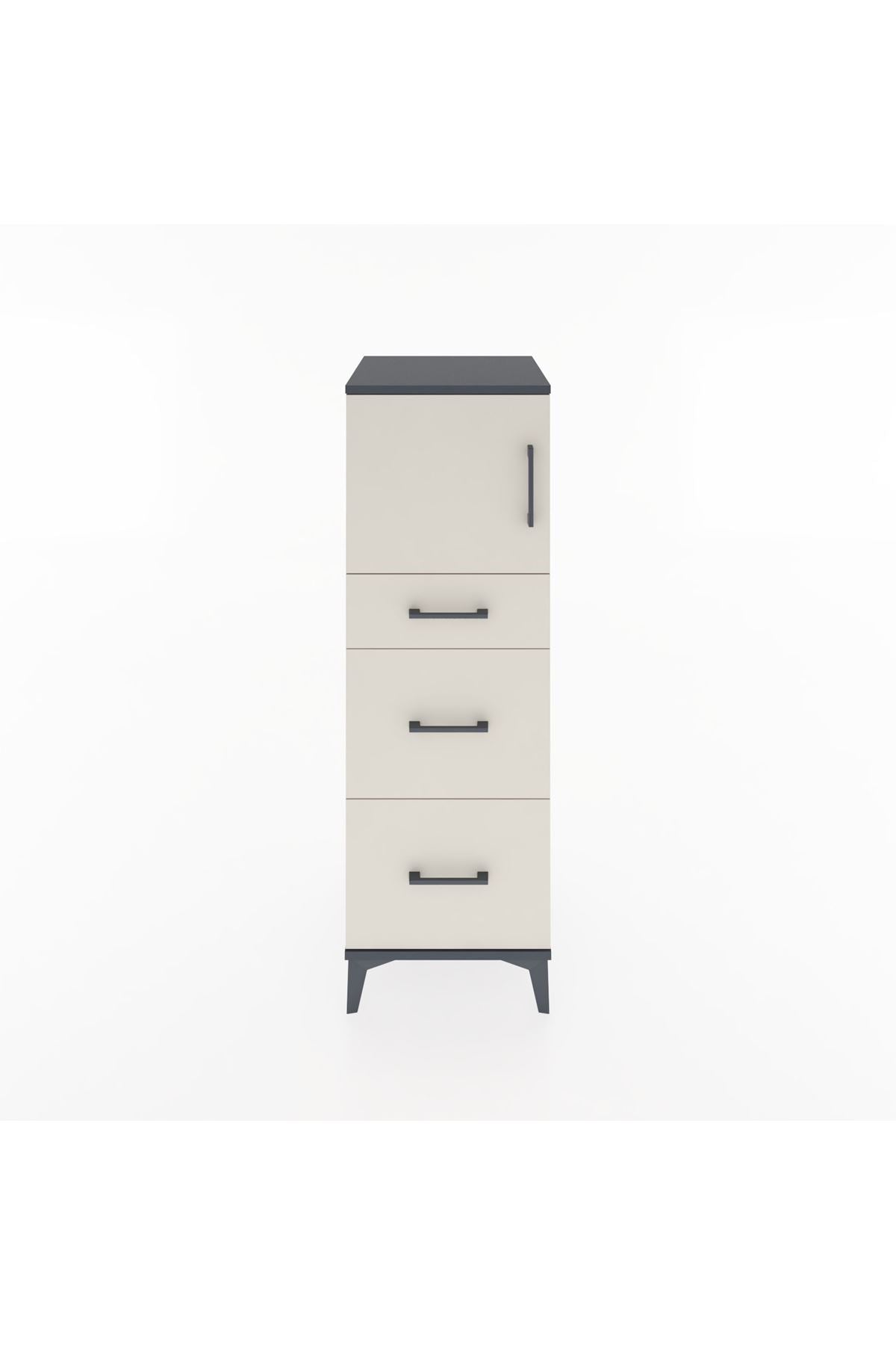 Hyperion Dolap Tek Raflı 3 Çekmeceli Tek Kapaklı 44x44x134 Antrasit-Aytaşı