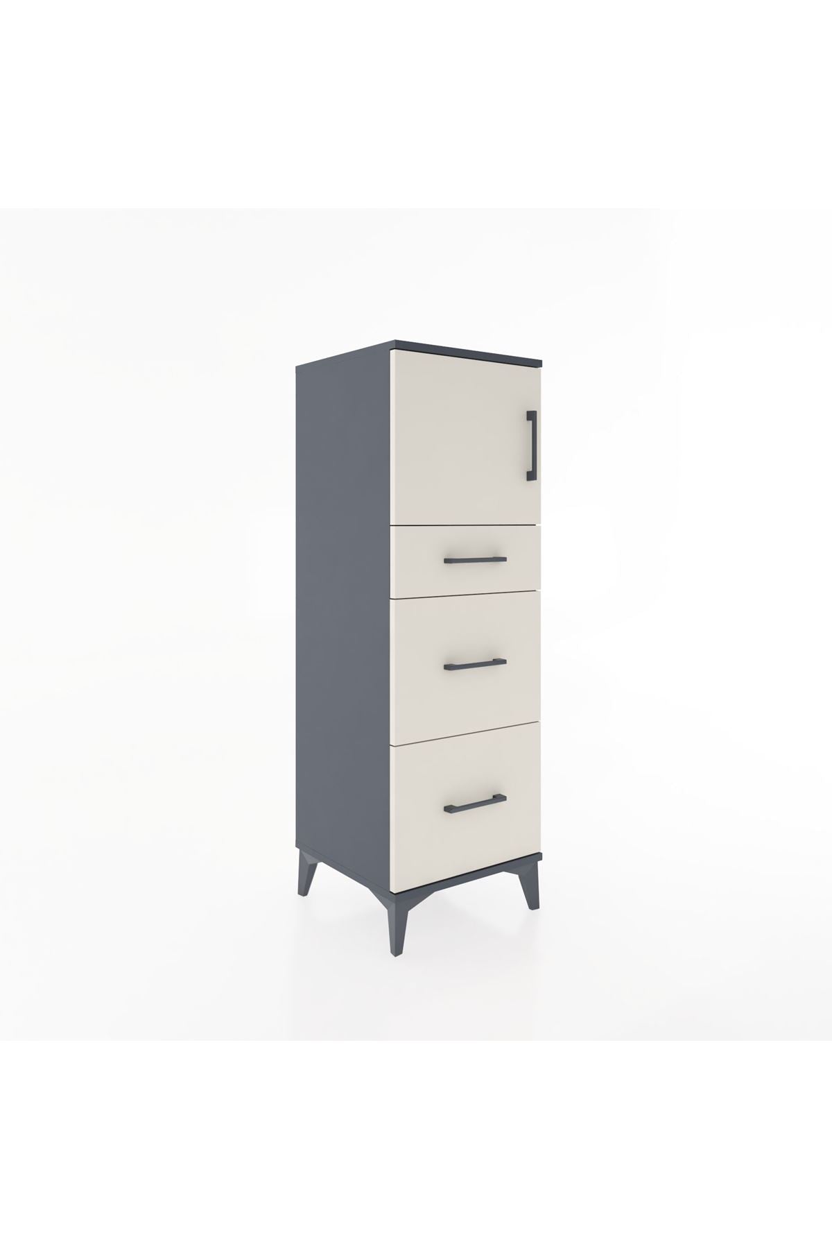 Hyperion Dolap Tek Raflı 3 Çekmeceli Tek Kapaklı 44x44x134 Antrasit-Aytaşı