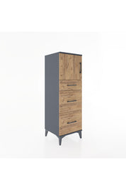 Hyperion Dolap Tek Raflı 3 Çekmeceli Tek Kapaklı 44x44x134 Antrasit-Çam