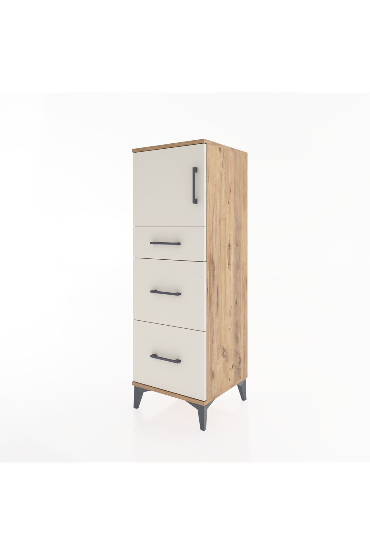 Hyperion Dolap Tek Raflı 3 Çekmeceli Tek Kapaklı 44x44x134 Çam-Aytaşı