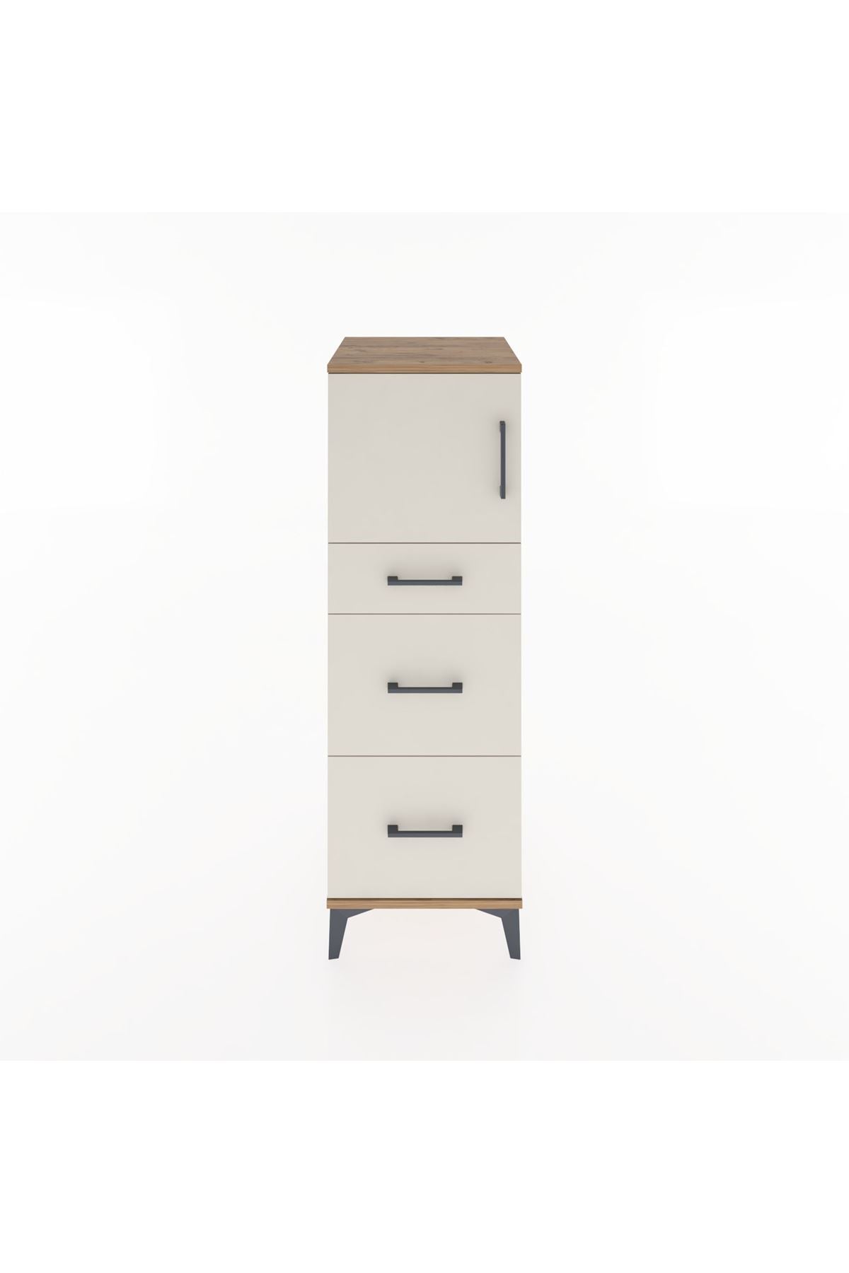 Hyperion Dolap Tek Raflı 3 Çekmeceli Tek Kapaklı 44x44x134 Çam-Aytaşı