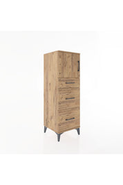 Hyperion Dolap Tek Raflı 3 Çekmeceli Tek Kapaklı 44x44x134 Çam-Çam