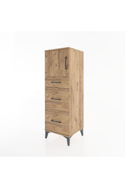 Hyperion Dolap Tek Raflı 3 Çekmeceli Tek Kapaklı 44x44x134 Çam-Çam