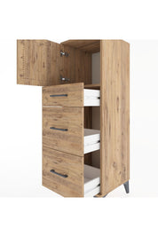 Hyperion Dolap Tek Raflı 3 Çekmeceli Tek Kapaklı 44x44x134 Çam-Çam