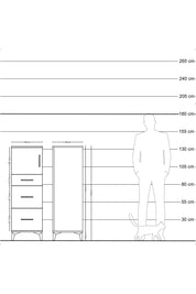 Hyperion Dolap Tek Raflı 3 Çekmeceli Tek Kapaklı 44x44x134 Çam-Çam