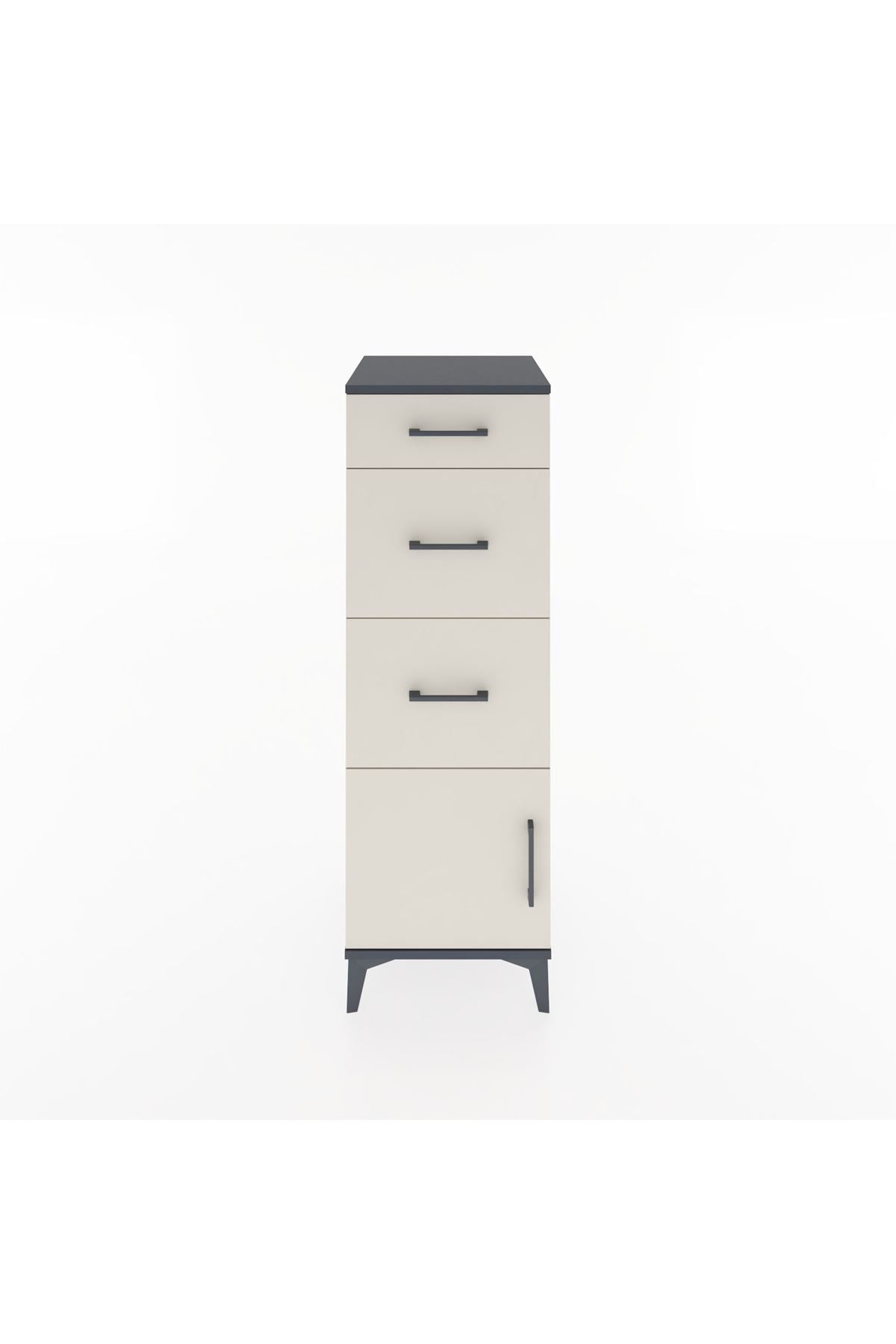 Hyperion Dolap 3 Çekmeceli Tek Kapaklı 44x44x134 Antrasit-Aytaşı