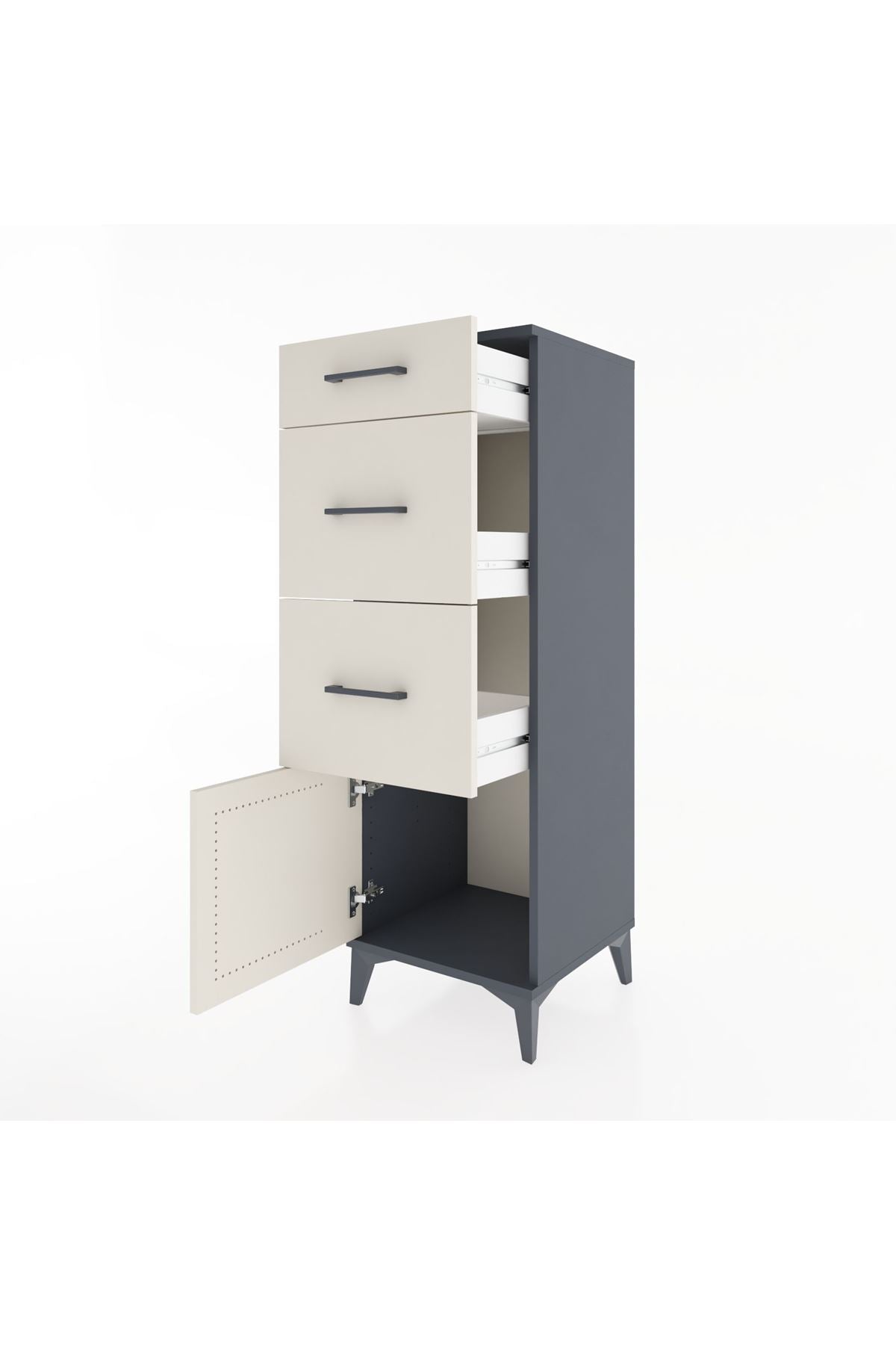 Hyperion Dolap 3 Çekmeceli Tek Kapaklı 44x44x134 Antrasit-Aytaşı