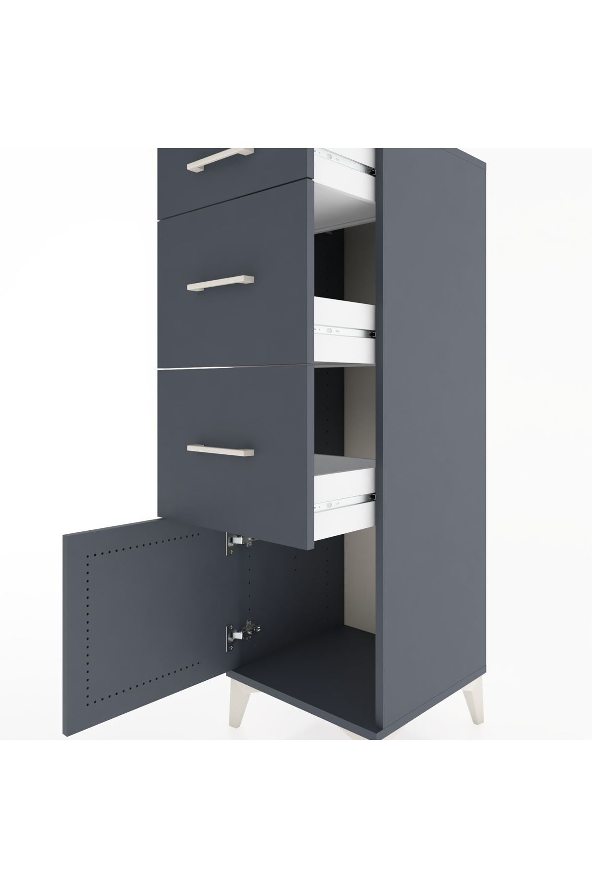 Hyperion Dolap 3 Çekmeceli Tek Kapaklı 44x44x134 Antrasit-Antrasit