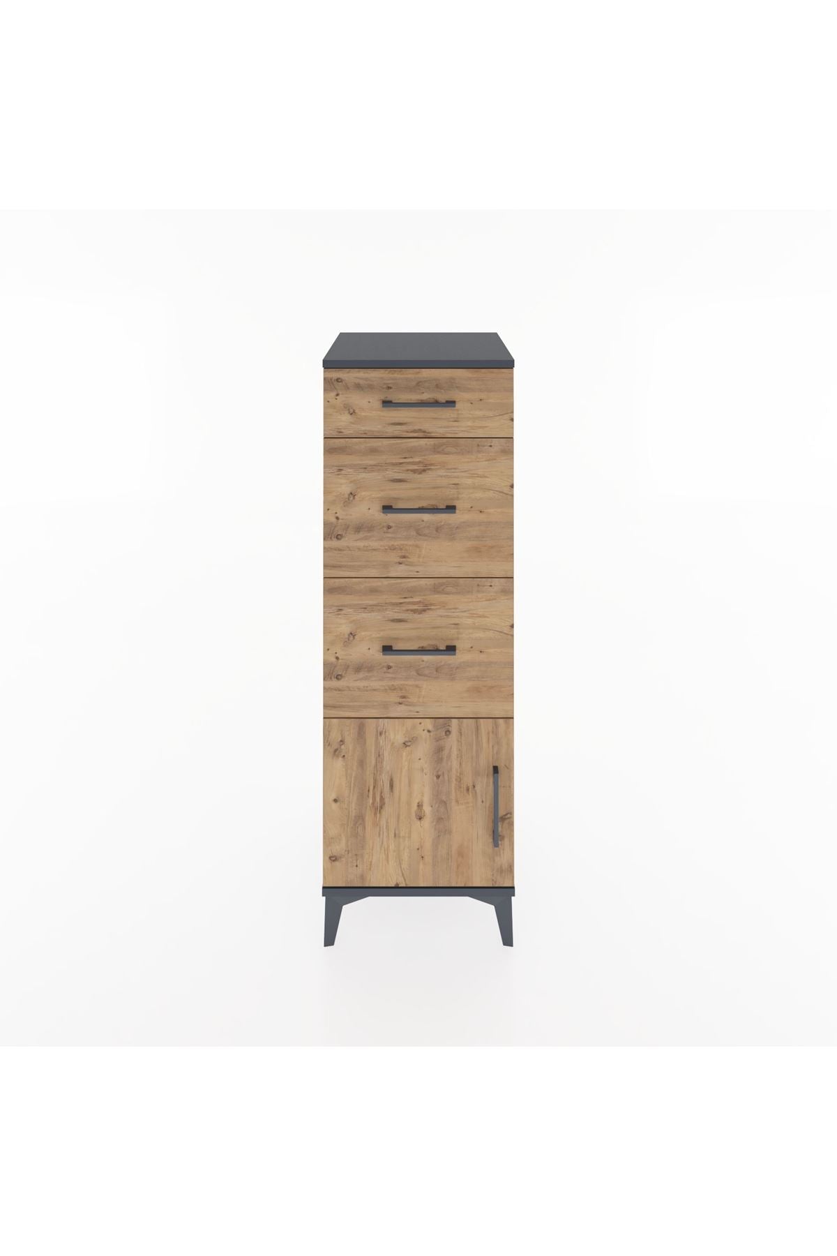 Hyperion Dolap 3 Çekmeceli Tek Kapaklı 44x44x134 Antrasit-Çam