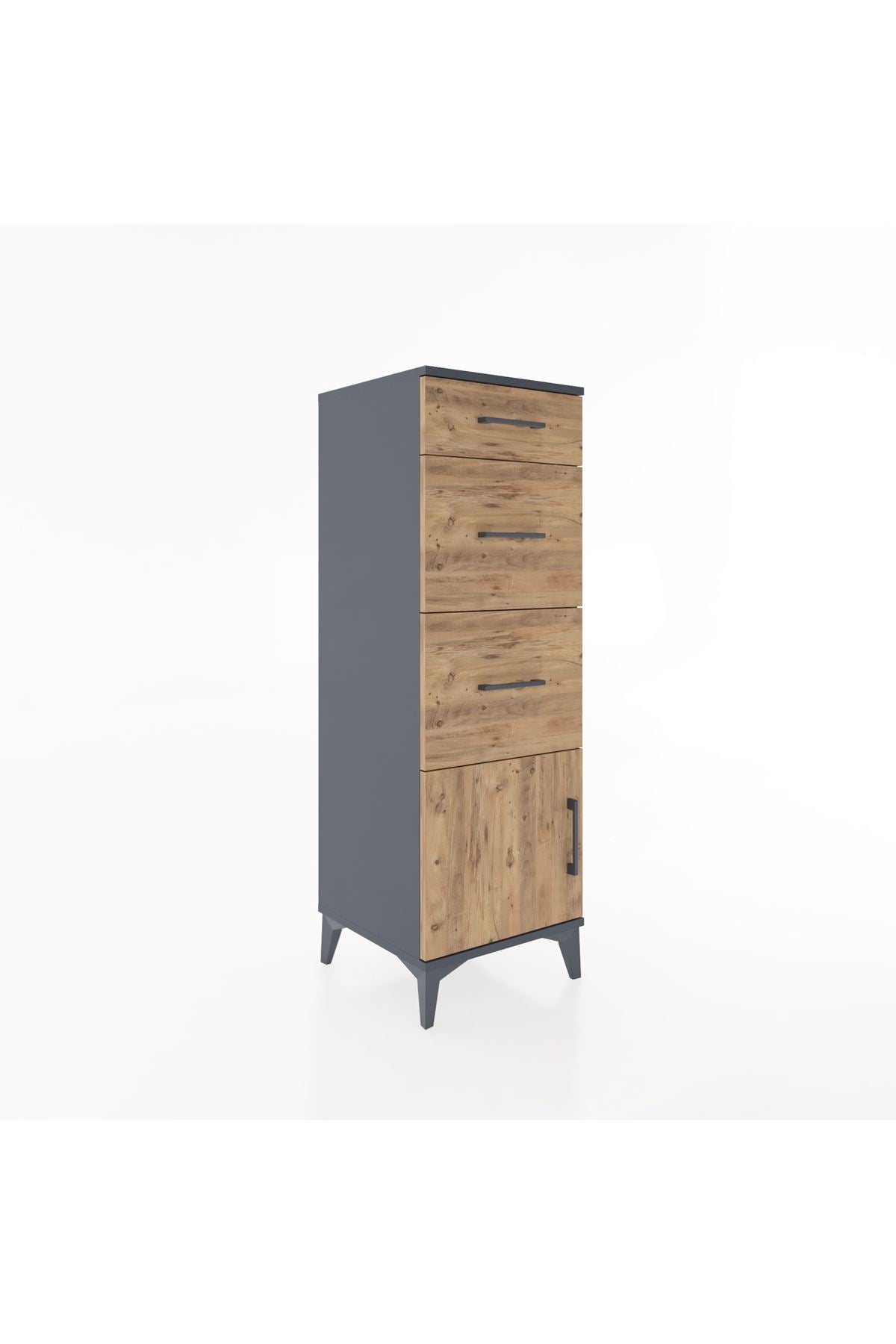 Hyperion Dolap 3 Çekmeceli Tek Kapaklı 44x44x134 Antrasit-Çam