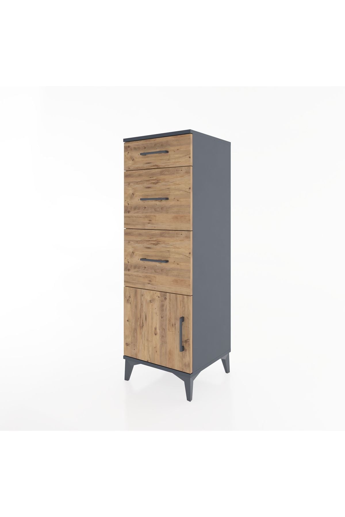 Hyperion Dolap 3 Çekmeceli Tek Kapaklı 44x44x134 Antrasit-Çam