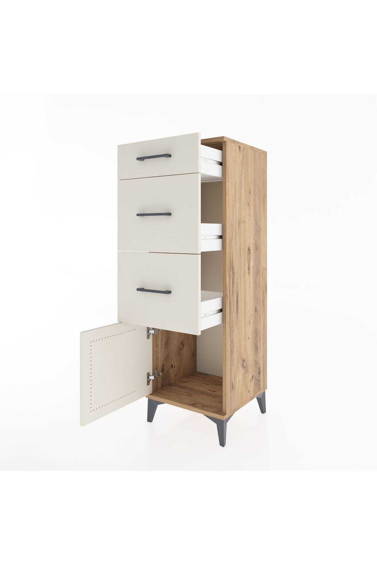 Hyperion Dolap 3 Çekmeceli Tek Kapaklı 44x44x134 Çam-Aytaşı