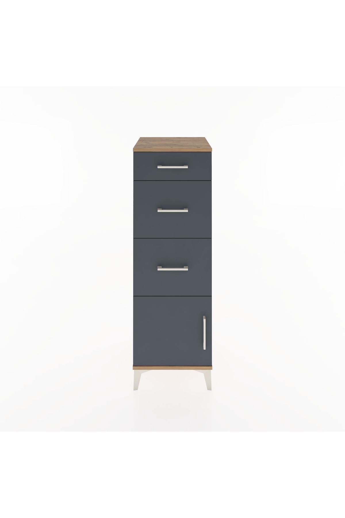 Hyperion Dolap 3 Çekmeceli Tek Kapaklı 44x44x134 Çam-Antrasit