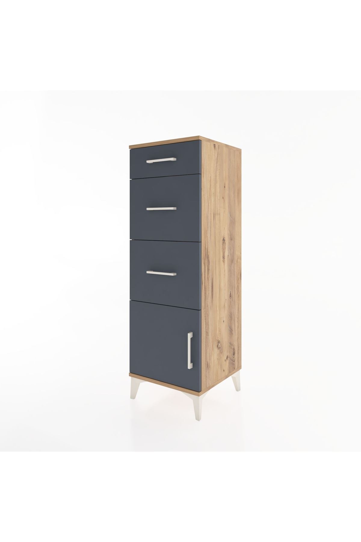 Hyperion Dolap 3 Çekmeceli Tek Kapaklı 44x44x134 Çam-Antrasit