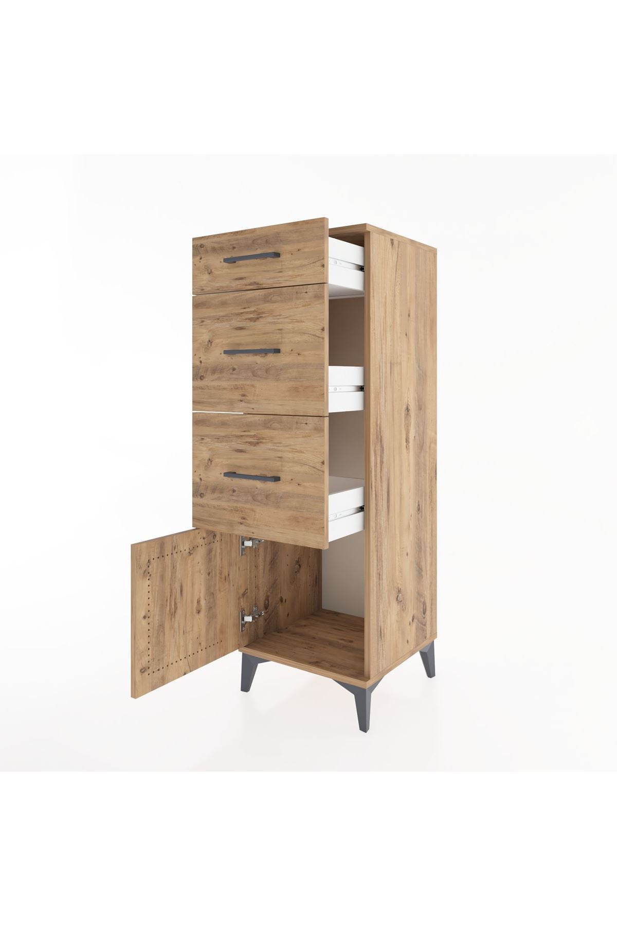 Hyperion Dolap 3 Çekmeceli Tek Kapaklı 44x44x134 Çam-Çam